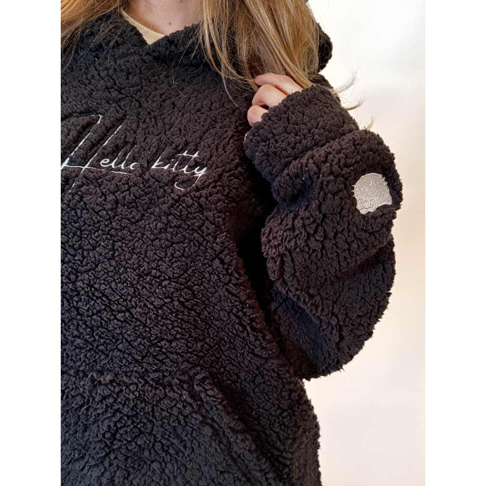 Hello Kitty Fluffy Oversized Hoodie - Black/Černá