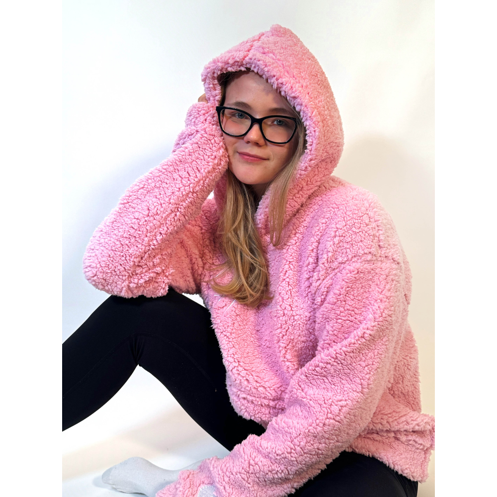 Hello Kitty Fluffy Oversized Hoodie - Pink/Růžová