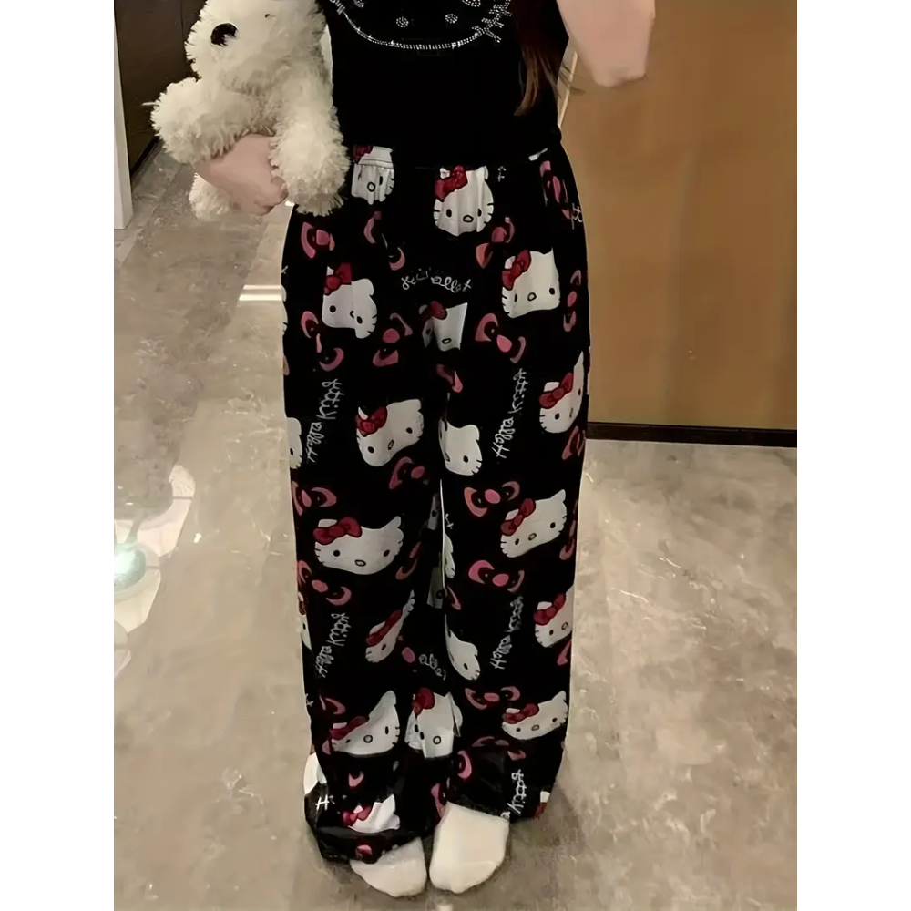 Hello Kitty Pyžamo Letní Kalhoty - Black/Černé