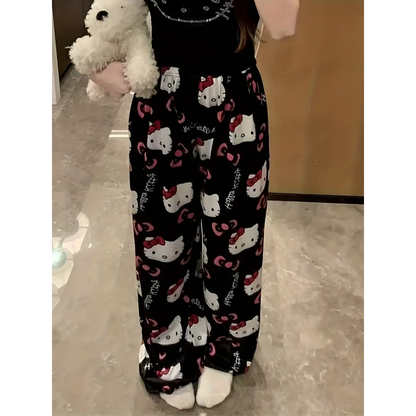 Hello Kitty Pyžamo Letní Kalhoty - Black/Černé