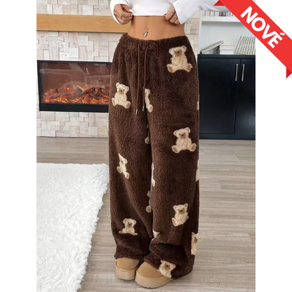 Teddy Pyžamo Kalhoty - Hnědé/Brown