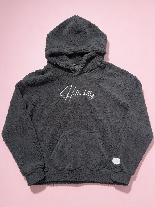 Hello Kitty Fluffy Oversized Hoodie - Black/Černá