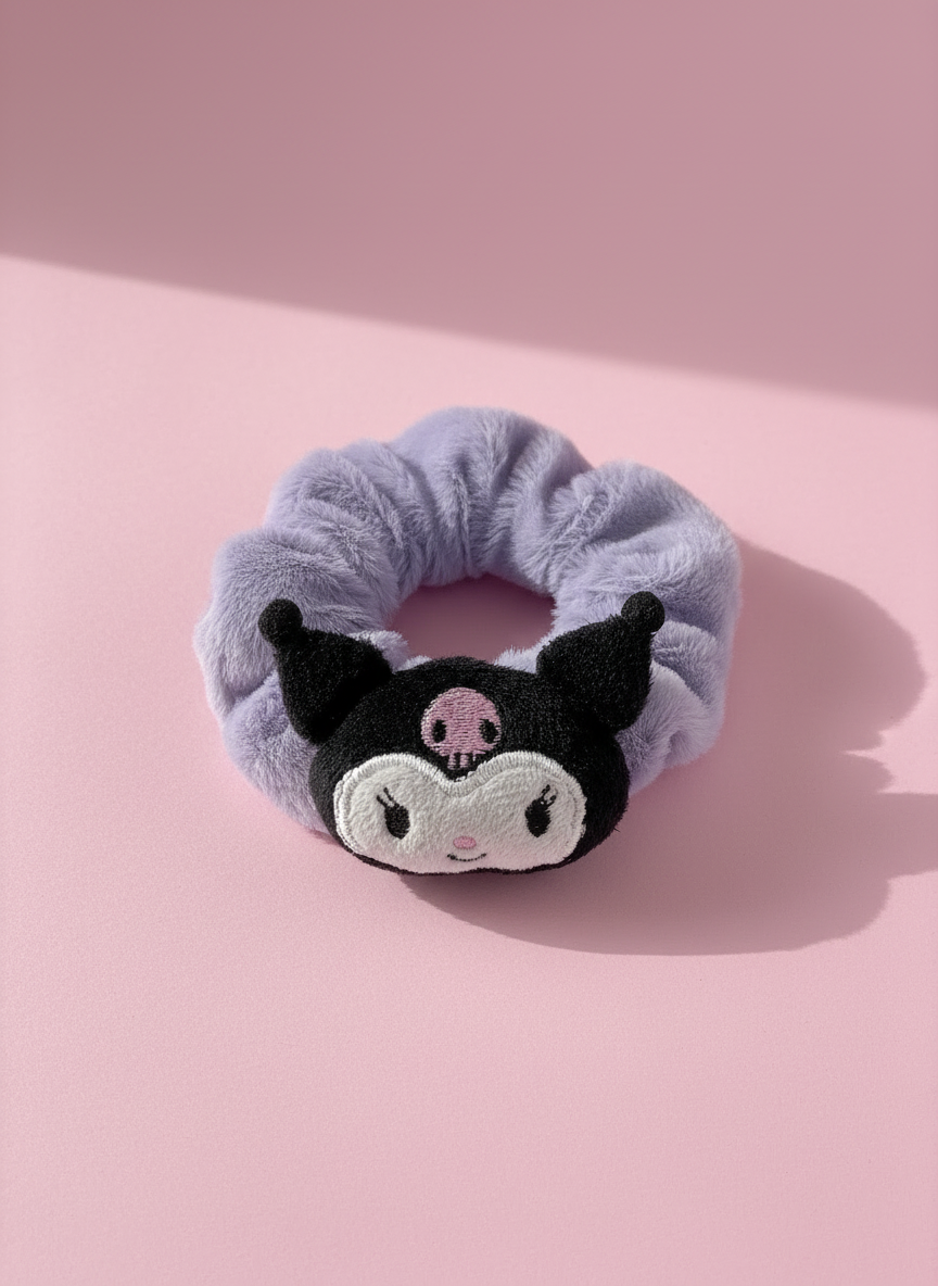 Kuromi fluffy scrunchie – fialová