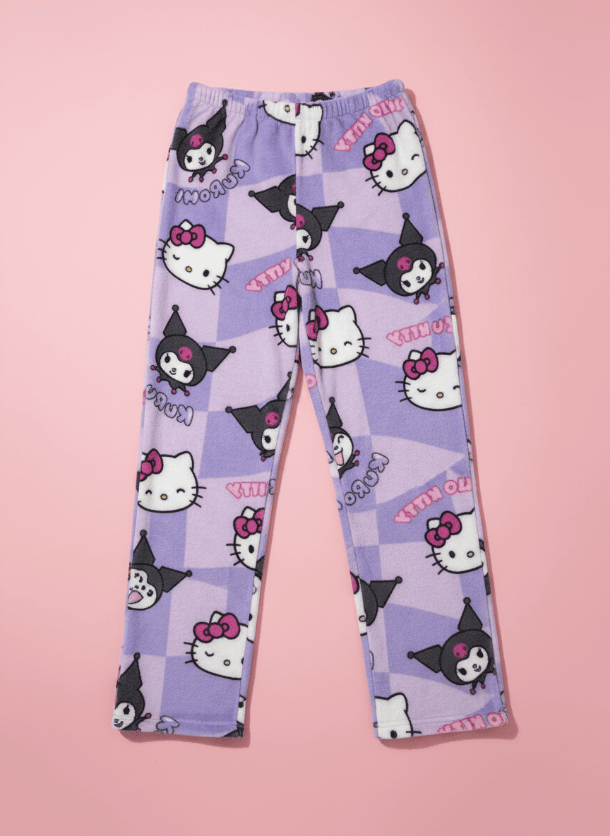 Hello Kitty X Kuromi Pyžamo Kalhoty - Fialová/Purple